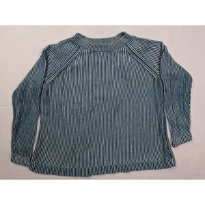 Lands End Womens Sweater Size M Drifter Cotton Striped Ribbed